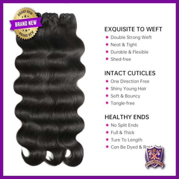 Brazilian Virgin Human Hair Extensions Body Wave 4 Bundles 12-18 Inch main image 4